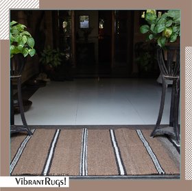 Rugmoda Handmade Camel and Goat Rugs/durrie - Ganda Design Floor Mat - (Length150Cm,Width90cm) Brown,White