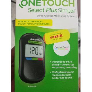 OneTouch Select Plus Simple Glucometer | FREE 10 Strips  | Simple, Accurate & Vir