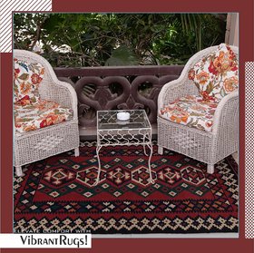 Rugmoda Handmade Cotton Woollen Rugs/durrie for Living - Seepiya Design Floor Mat - (Length180Cm,Width120cm) Mehroon