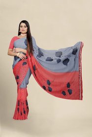 Sharda Creation Red Georgette Printed Saree With Blouse