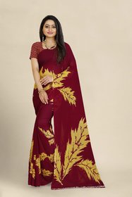 Sharda Creation Red Georgette Printed Saree With Blouse