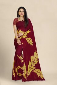 SVB Saree Red Georgette Printed Saree With Blouse