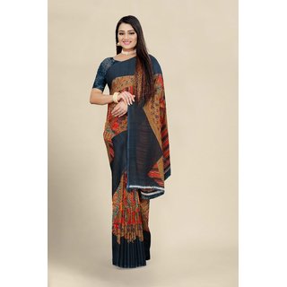                       Sharda Creation Multicolor Georgette Printed Saree With Blouse                                              