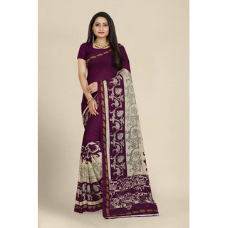                       Sharda Creation Purple Georgette Printed Saree With Blouse                                              