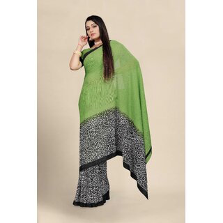                      SVB Saree Green Georgette Printed Saree With Blouse                                              
