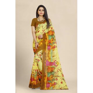 SVB Saree Yellow Georgette Printed Saree With Blouse SVB Saree Yellow Georgette Printed Saree With Blouse