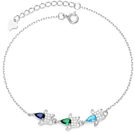 Silvero 3 Elegant little star Pattern with colourful zircon 925 sterling silver bracelet