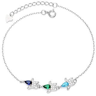                       Silvero 3 Elegant little star Pattern with colourful zircon 925 sterling silver bracelet                                              