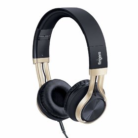 FINGERS Showstopper H5 Wired Headphones with Mic and Deep Bass (Black)