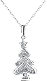 Silvero Christmas tree Pattern With zircon  sterling silver pendant