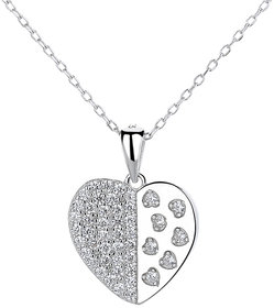 Silvero heart Pattern With zircon sterling silver pendant
