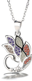 Silvero beautiful colourful zircon peacock Pattern sterling silver pendant