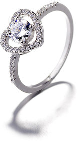 Silvero Heart Single Diamond Simple Solitaire Ring