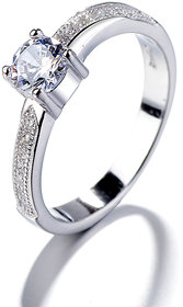 Silvero Delicate Design Single Diamond Unique Solitaire Ring
