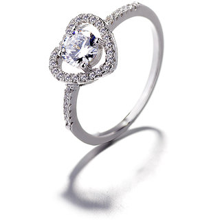 Silvero Heart Single Diamond Simple Solitaire Ring