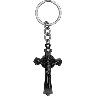 M Men Style Lord Holy Jesus Christ Crucifix Cross Keyring  Grey  Zinc Metal Religious Keychain For Men And Women