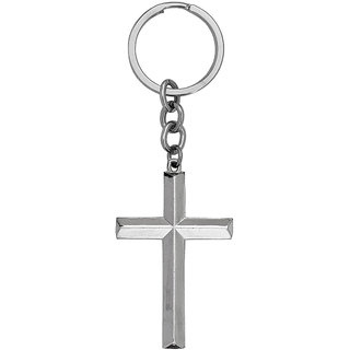 M Men Style Lord Holy Jesus Christ Crucifix Cross Keyring  Silver  Zinc Metal Religious Keychain For Men And Women