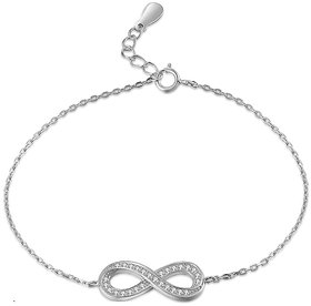 Silvero Infinity Pattern with zircon 925 sterling silver Bracelet
