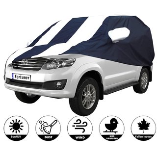 Allextreme TFB5005 Car Body Cover Compatible with Toyota Fortuner  Body Protection (Navy Blue  White with Mirror)
