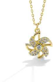 Silvero Moving Pattern With Zircon Gold plated Necklace