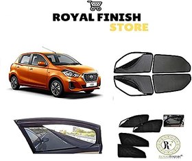 Royal Finish Car Accessories Zipper Magnetic Sunshades for Datsun Go- Set of 4 Pcs