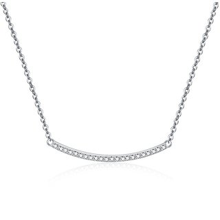 Silvero Curvy Design with White Zircon Necklace