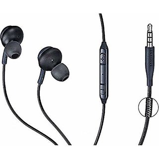 Japang Nylon Wired Stereo Earphone 3.5mm Jack With Mic In Ear Buds For All Smartphone Mobile ( Black Color )
