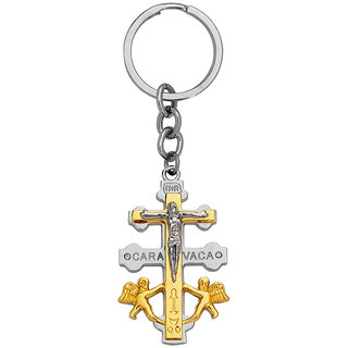                       M Men Style Lord Jesus Crusifix Cross Gold And Silver  Zinc Metal Keychain Keyring Car Bike Home Office Birthday Gift                                              