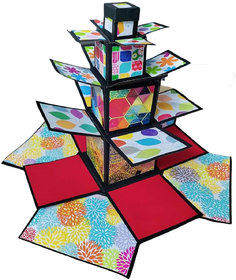 Billie Gift Shop Four layer Multicolor Tower Explosion Box for Loved One Greeting Card