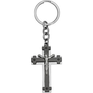                       M Men Style Personalised Engraved Cross Grey   Zinc Metal Keychain Keyring Car Bike Home Office Birthday Gift                                              