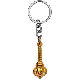                       M Men Style Lord Hanuman Bajirangbali Gada Golden Metal Keychain  Keyring                                              
