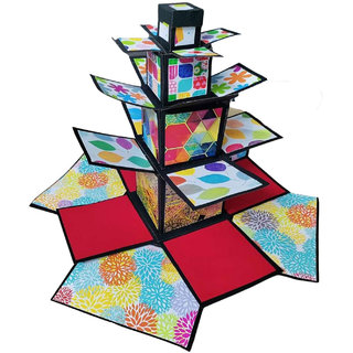 Billie Gift Shop Four layer Multicolor Tower Explosion Box for Loved One Greeting Card