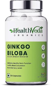Health Veda Organics Ginkgo Biloba Supplements for Better Concentration, Memory  Learning with No Side Effects  60 Veg