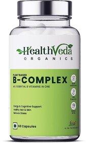 Health Veda Organics Plant Based B-Complex Capsules with All B Vitamins  Supports Cognitive Health, Enhances Immunity