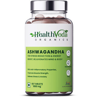 Health Veda Organics Ashwagandha Capsules  Stress Reliever, Immunity Booster  Improves Muscle Strength