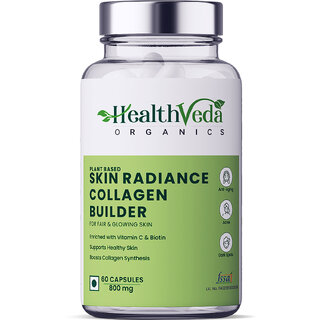 Health Veda Organics Plant Based Skin Radiance Collagen Builder Capsules with Vitamin C  Biotin