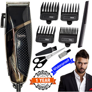 QN Waterproof Professional Corded Beard Mustache Hair Trimmer Hair Clipper Razor (0.8mm to 12mm Trimming Range J