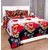 SHAKRIN Polycotton 3D Printed Red Base Double Bedsheet with 2 Pillow Covers