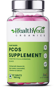 Health Veda Organics Plant Based PCOS Multivitamin Supplement with Myo-Inositol, Caronositol,  Folate   60 Veg Tablets