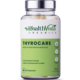 Health Veda Organics Thyrocare Supplements for Thyroid Support  Maintain Healthy Cellular Metabolism  60 Veg Capsules