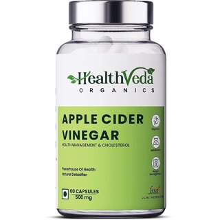 Health Veda Organics Apple Cider Vinegar Supplements for Weight Loss Management  60 Veg Capsules