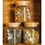 GARV 210ml borosilicate glass matki spice jar with warli print and airtight pinewood lid (set of 3)