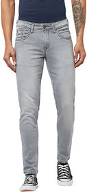 Blue Buddha Men's Solid Grey Denim Clean Look Slim Fit Regular Length Jeans