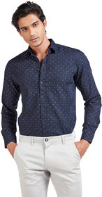 Blue Buddha Men's Printed Navy Blue Cotton Regular Fit Full Sleeved Casual Shirt