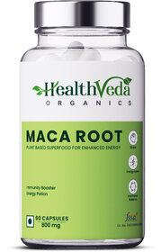 HealthVeda Organics Maca Root Capsules  Promotes Reproductive Health, Boosts Energy - 60 Veg Capsules