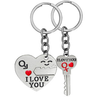                       M Men Style I love You Heart  Key  Set  Of 2 Keychain Keyring                                              
