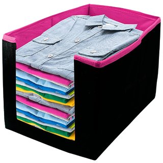                       BESTOFINE Pack Of 1 Self Cloth Organizer Garment Cover Cloth Organiser Storage for Wardrobe shirt                                              