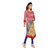 Women's  Red And Yellow Print Side Checks Rayon Kurti