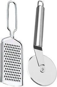 Oc9 Stainless Steel Grater / Cheese Grater and Wheel Pizza Cutter For Kitchen Tool