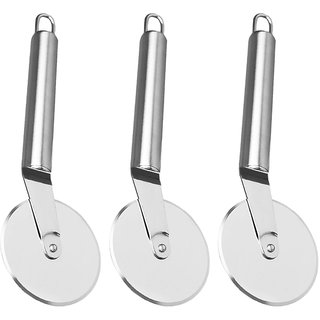 Oc9 Stainless Steel Pizza Cutter / Wheel Pizza Cutter (Pack of 3) Kitchen Tool